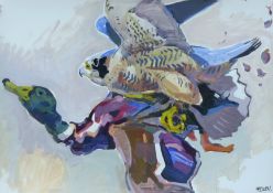 HASLEN, ANDREW (born 1951) British (AR), Tassa Binding to Drake Mallards, acrylic on card, signed.