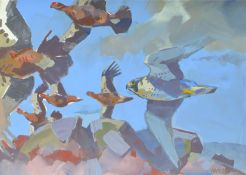 HASLEN, ANDREW (born 1951) British (AR), Tassa on a Grouse Moor, acrylic on card, signed.