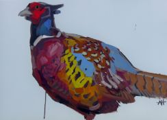 HASLEN, ANDREW (born 1951) British (AR), Cock Pheasant, acrylic on card, initialled AH. 50 x 70 cm.
