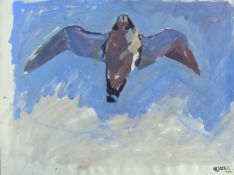 HASLEN, ANDREW (born 1951) British (AR), Coming Overhead, acrylic on card, signed. 56 x 75 cm.