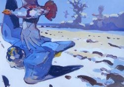 HASLEN, ANDREW (born 1951) British (AR), Partridge Hawking in the Snow, acrylic on card, signed.