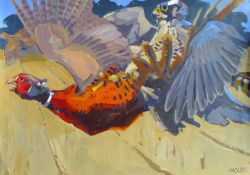HASLEN, ANDREW (born 1951) British (AR), Tassa Binding to a Pheasant, acrylic on card, signed.