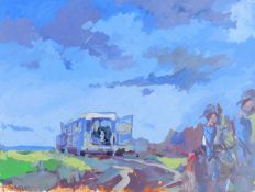 HASLEN, ANDREW (born 1951) British (AR), End of a Days Hawking, acrylic on card, signed.