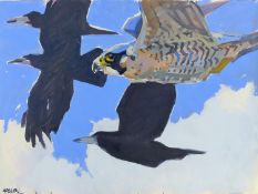 HASLEN, ANDREW (born 1951) British (AR), Distracted by Rooks, acrylic on card, signed. 56 x 76 cm.