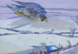HASLEN, ANDREW (born 1951) British (AR), Waiting in the Light Snow, acrylic on card, signed.
