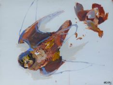 HASLEN, ANDREW (born 1951) British (AR), Tiersel Striking Partridge, acrylic on card, signed.