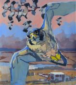 HASLEN, ANDREW (born 1951) British (AR), Distracted by Lapwing, acrylic on card, signed.