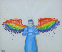 LIST, RACHEL, British (AR), You'll Get Your Wings, oil on canvas, signed. 49 x 60 cm.