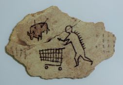 BANKSY, British (AR), Peckham Rock, print on wood. 12 x 15 cm.