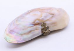 A Victorian shell purse. 11 x 5 cm.