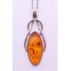 A silver and amber pendant on a silver chain. Pendant 3.5 cm high, chain 41 cm long. - Image 1 of 7