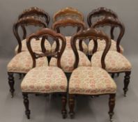 A harlequin set of eight Victorian mahogany dining chairs. 50 cm wide.