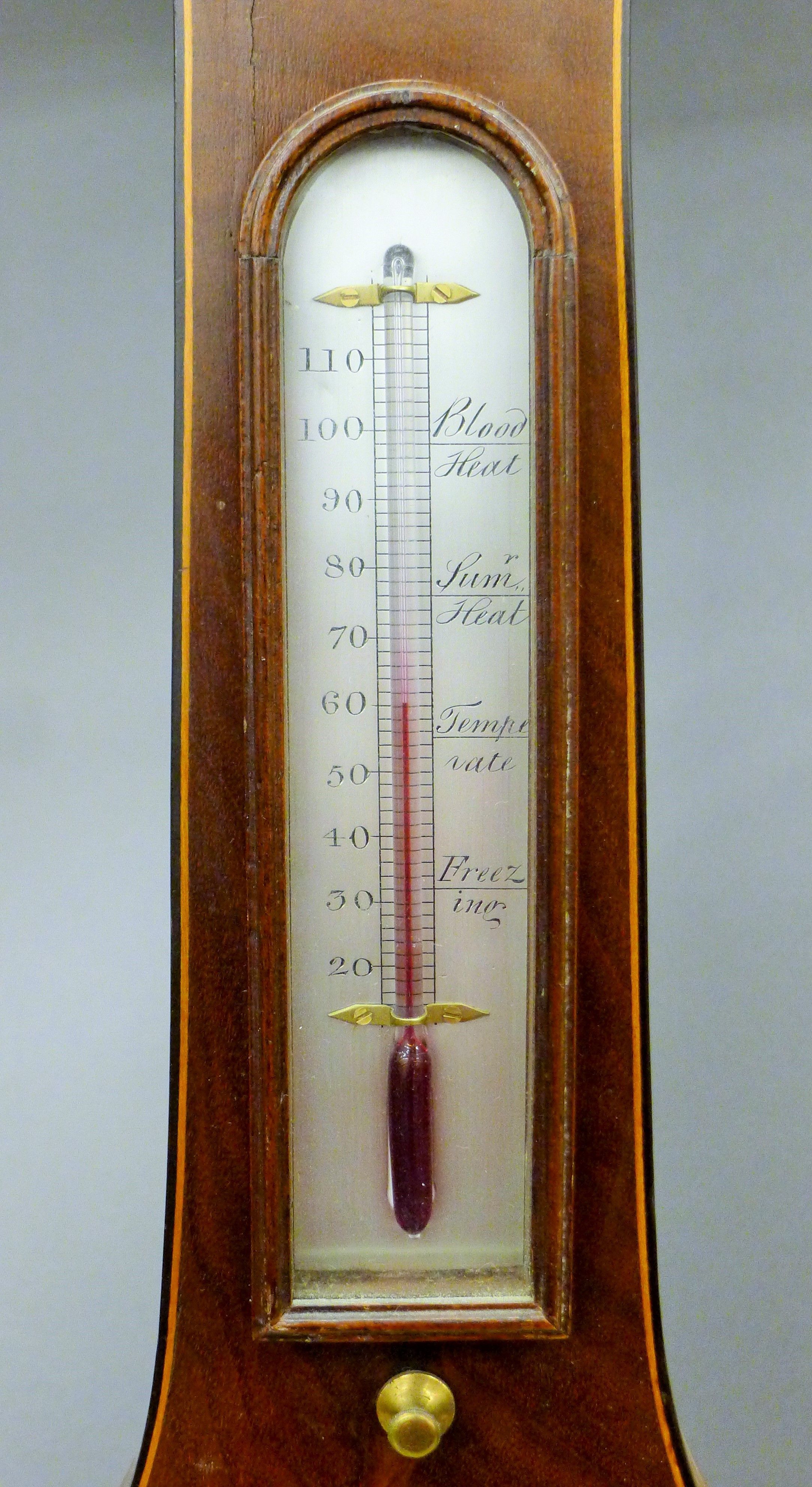 A 19th century mahogany banjo barometer inscribed 'Jos Mache, Cambridge'. 99 cm high. - Image 5 of 7