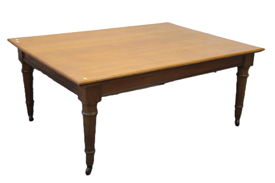 A Victorian oak dining table. 183 x 136 cm. - Image 1 of 5