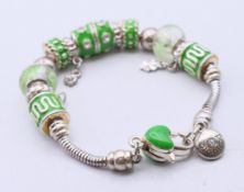 A Pandora bracelet. 19 cm long.