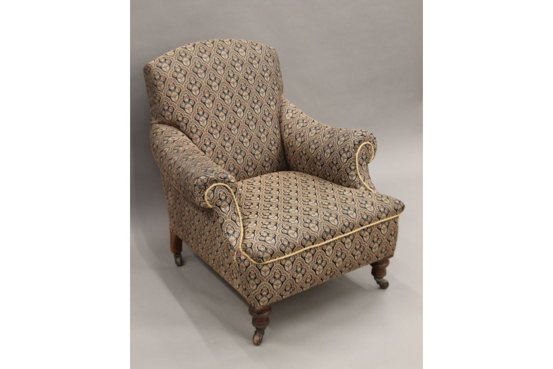 A Victorian upholstered armchair. 85 cm wide, 91 cm high, 81 cm deep overall, seat 59 cm deep. - Image 2 of 4