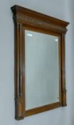 A 19th century walnut-framed bevelled pier glass. 91 cm wide and 118.5 cm high.