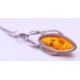 A silver and amber pendant on a silver chain. Pendant 3.5 cm high, chain 41 cm long. - Image 3 of 7