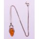 A silver and amber pendant on a silver chain. Pendant 3.5 cm high, chain 41 cm long. - Image 4 of 7