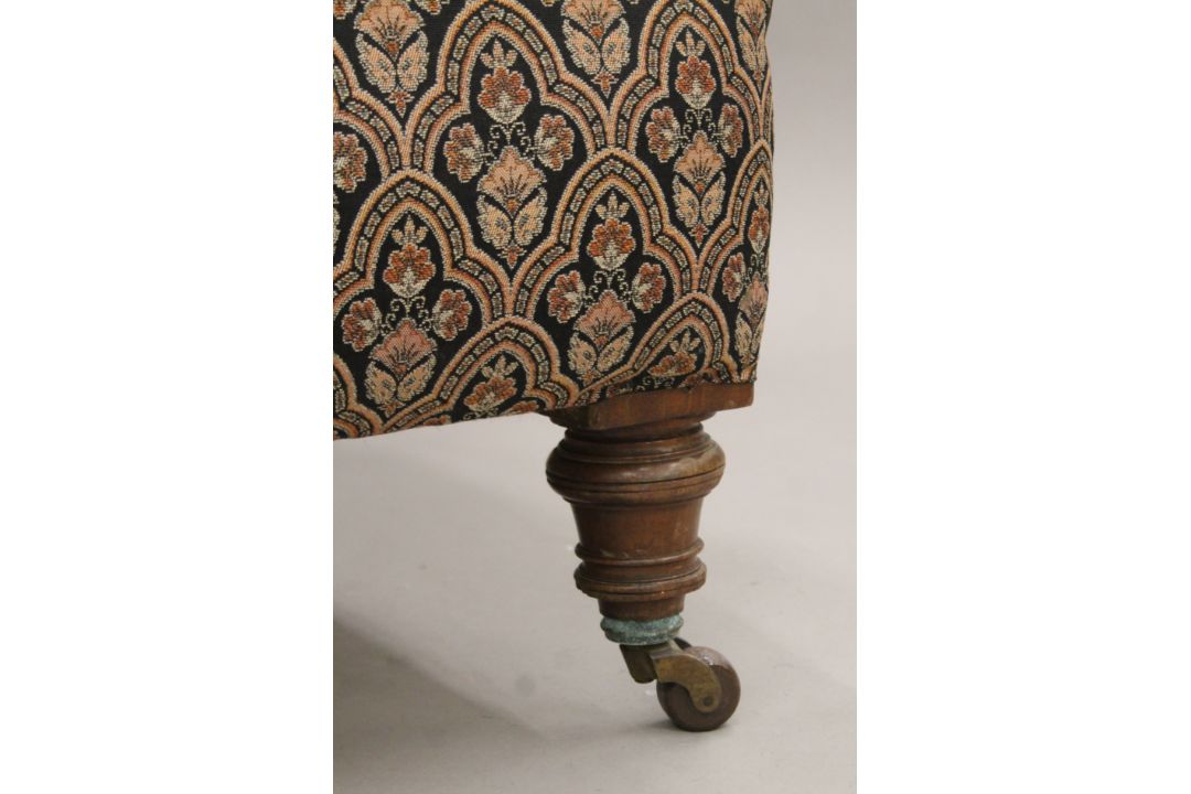 A Victorian upholstered armchair. 85 cm wide, 91 cm high, 81 cm deep overall, seat 59 cm deep. - Image 4 of 4
