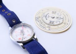 A boxed Negretti & Zambra Pocket Forecaster and a boxed compass on watch strap.