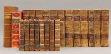 A quantity of various leather-bound books including 'History of Kent',