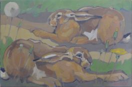 HASLEN, ANDREW (born 1951) British (AR), Leveretts, oil on canvas, signed. 40 x 60 cm.