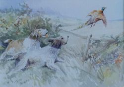 PARTNER, JASON (1922-2005) British (AR), Spaniels Flushing a Pheasant, watercolour, signed,