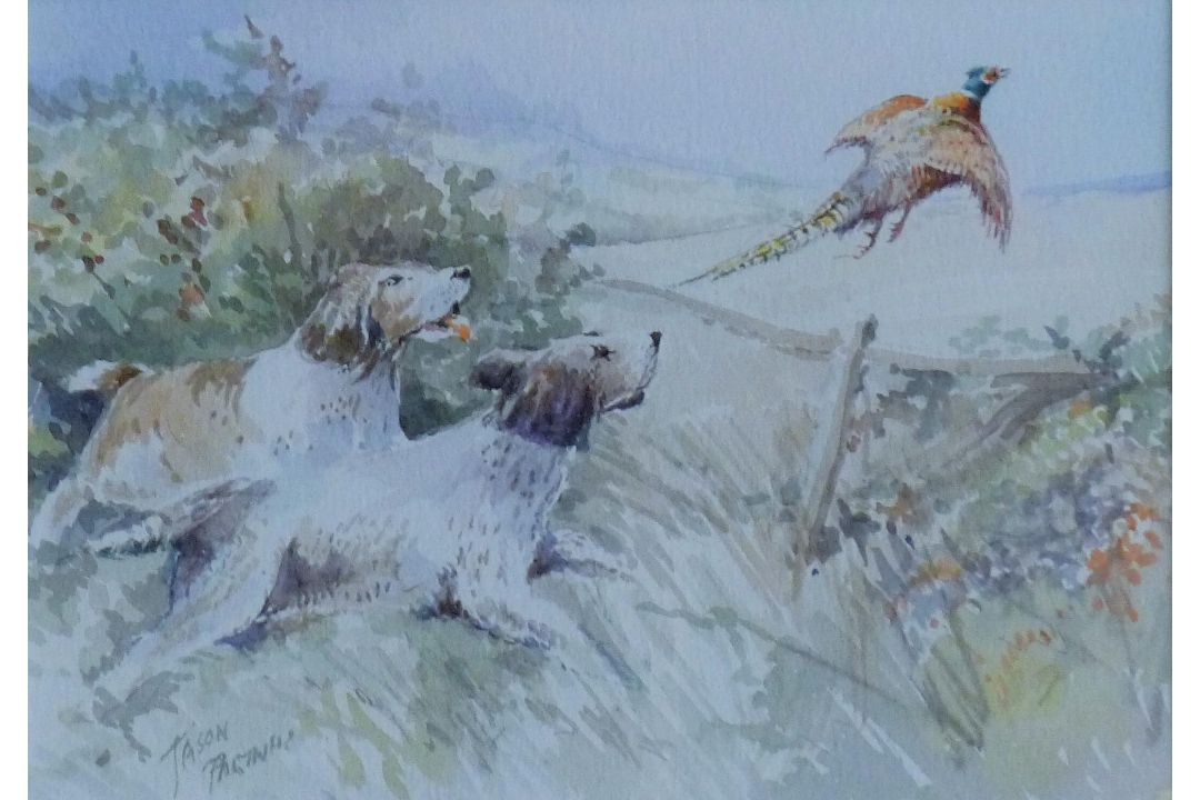 PARTNER, JASON (1922-2005) British (AR), Spaniels Flushing a Pheasant, watercolour, signed, - Image 1 of 3