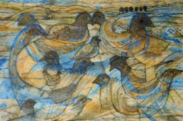 RAMSAY, LINDA (Born 1951) British (AR), Birds in a Country Landscape, pen and ink,