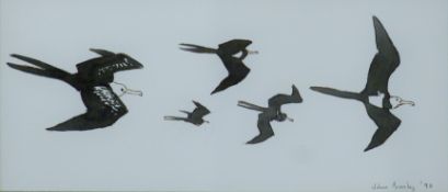 BUSBY, JOHN (1928-2015) British (AR), Frigate Birds, signed, ink. 9 x 21 cm.