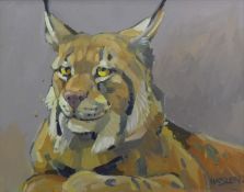 HASLEN, ANDREW (born 1951) British (AR), Lynx Portrait, acrylic on canvas, signed and framed.