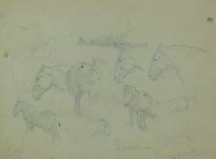AUSTIN, WINIFRED (1876-1964) British (AR), Suffolk Punches, pencil, signed. 26 x 35 cm.