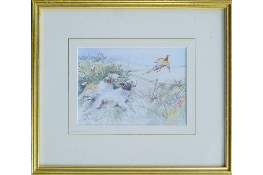 PARTNER, JASON (1922-2005) British (AR), Spaniels Flushing a Pheasant, watercolour, signed, - Image 2 of 3