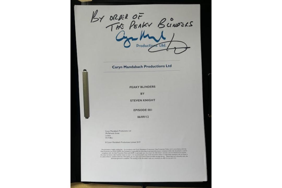 A Peaky Blinders Script signed by Steven Knight the creator of Peaky Blinders