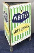 R White's soft drinks vintage enamel advertising sign triangular bin, each sign 64 x 52cm