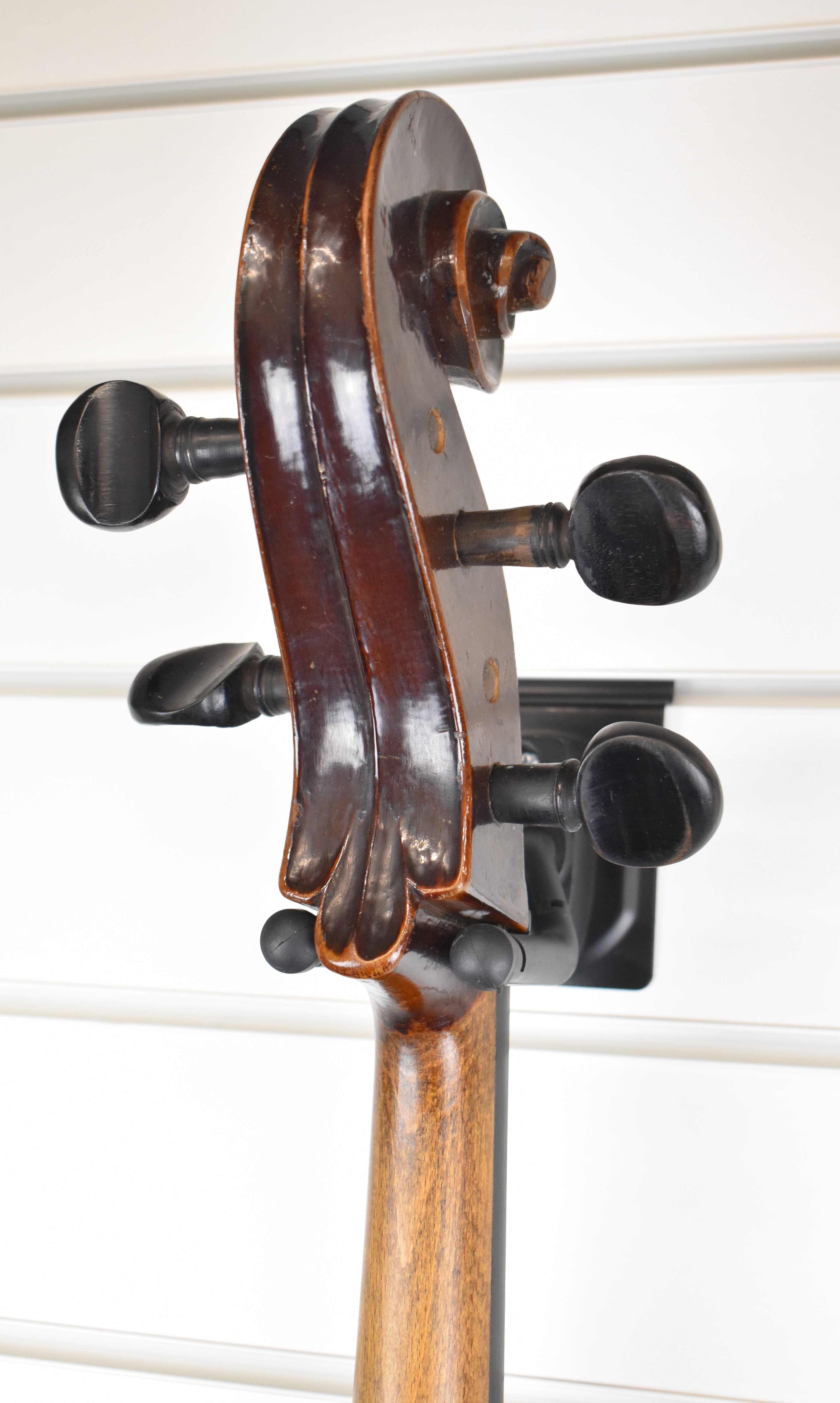 Unnamed 19th century cello with 76cm two piece back and related bow - Image 4 of 8