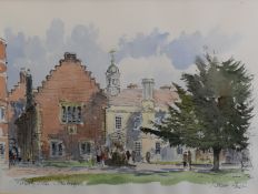 Derek Abel (1925-2008) watercolour Trinity Hall, Cambridge, signed and titled to lower edge, 28 x