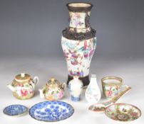 Ten pieces of Chinese and Japanese mainly 19thC ceramics including miniature Canton famille rose tea