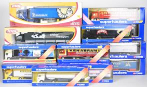 Fourteen Corgi Superhaulers 1:64 scale diecast model haulage vehicles to include Scania Curtainsider