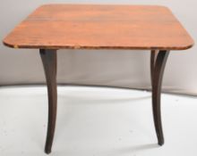 Georgian or 19th century mahogany fold over card table, W92 x D44 x H74cm