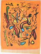 Joan Miro (Spanish 1893-1983) abstract watercolour on paper, signed in pencil lower left, 31.5 x