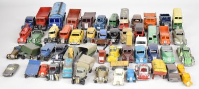 A collection of over forty mostly Dinky diecast model cars and trucks to include Triumph, Ford