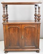 Victorian mahogany buffet, with cupboard to base, and shelf above, raised on four turned columns,