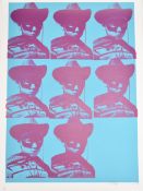 Paul Insect (b 1971) Multiple Mugshot (pink on blue) signed limited edition 66/100 screen print,