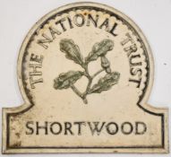 Shortwood National Trust cast aluminium sign of Stroud, Gloucestershire interest, height 38cm