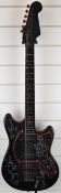 Electric guitar with custom paintwork bearing a Pink Floyd graffiti style logo and unauthenticated