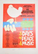 Woodstock Music & Art Fair limited edition 56/10,000 poster listing Jimi Hendrix, Jeff Beck, Joan