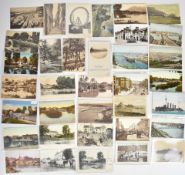 A collection of vintage postcards including Norway, Sweden, Paris street scenes, many bridges and