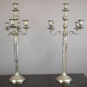 Two large modern five branch candelabra, height 90cm